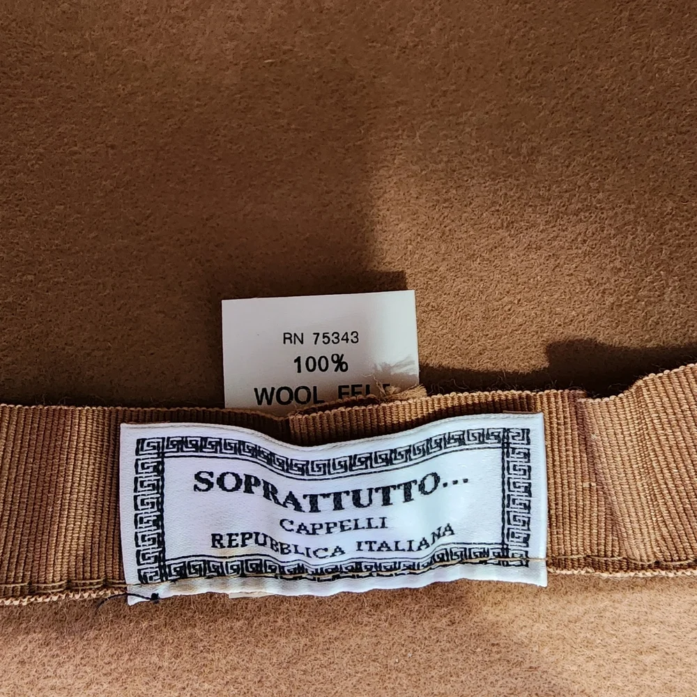 SOPRATTUTTO Cloche Hat Wool Felt Brown Velvet Flower Trim One Size Pre-owned
